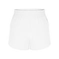 thumbnail image 4 of Mwjwdo Girls Athletic Workout Gym Shorts with Zip Pockets High Waisted Running Shorts Summer Sports Clothes for Kids 3-13 Years White 150, 4 of 7