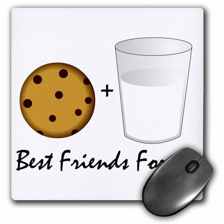 3dRose Cute Cartoon Milk and Cookies - Best Friends Forever, Mouse Pad, 8 by 8
