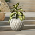 thumbnail image 2 of LuxenHome White and Beige Pattern 14.2-Inch Round Planter, 2 of 7