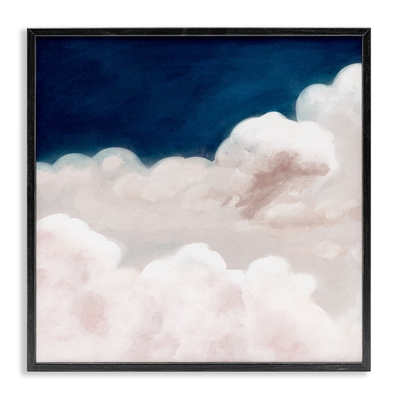 Stupell Industries Modern White Clouds Meet Deep Blue Night Sky Black Framed Giclee Art, 12 x 12, by Studio W