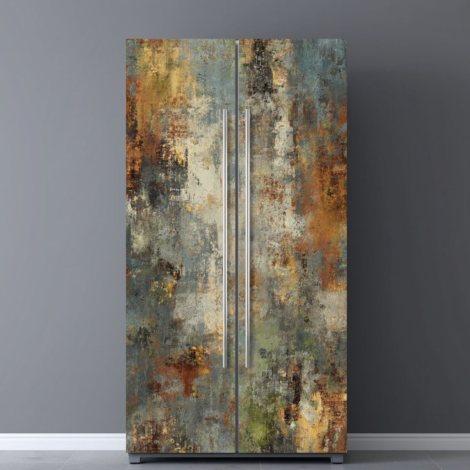 Self Adhesive Vinyl Refrigerator Wrap Set Copper Door Mural Removable Fridge Sticker Peel and Stick&nbsp;Full Door Cover Decal Kitchen Bar Decor