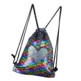 thumbnail image 3 of Mochila con cordón Mochila de cuero sintético con lentejuelas para mujer, bolsa de almacenamiento para deportes al aire libre, colorida Yuarrent AP001152-09B, 3 of 7