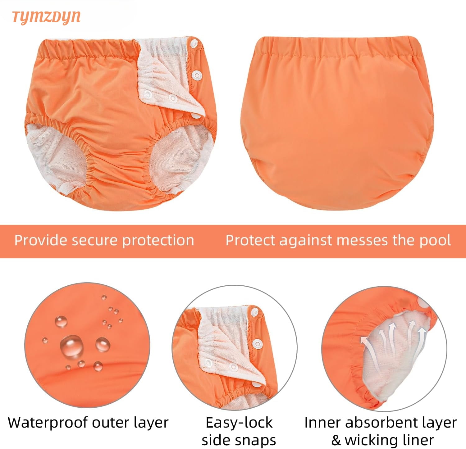TYMZDYN 2 Packs Baby Reusable Swim Diapers Soft and Silky Toddler Swim Diaper Washable Baby Swim Diaper 3T Baby Swim Trunks Swimming Diapers Size 3 Waterproof Diapers for Swimming Boys and Girls
