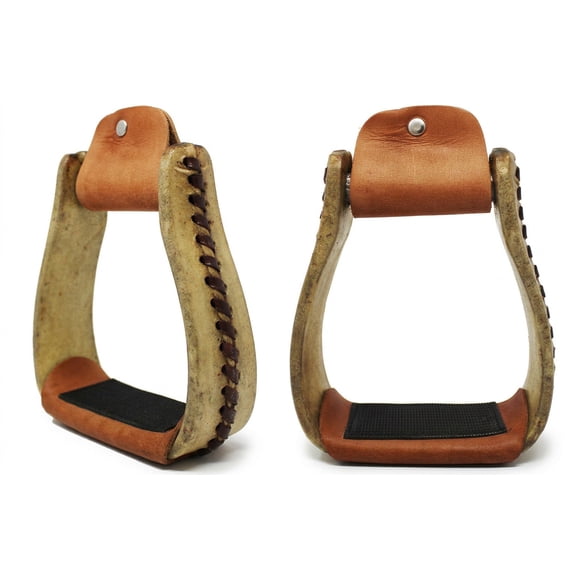 Horse Saddle Western Rawhide Leather Covered Roper Stirrups 51175