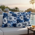 thumbnail image 2 of Outdoor Pillow Cover Blue White Flowers Set of 2 Waterproof Throw Pillowcases Floral Decorative Patio Furniture Pillows for Couch Garden Indoor & Outdoor Use, 2 of 9
