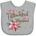 thumbnail image 3 of Inktastic Thankful and Blessed Inspirational Saying with Pink Flowers Boys or Girls Baby Bib, 3 of 4