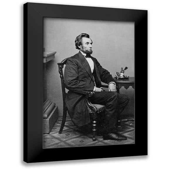 Brady, Mathew B. 11x14 Black Modern Framed Museum Art Print Titled - President Abraham Lincoln, Washington D.C., 1865