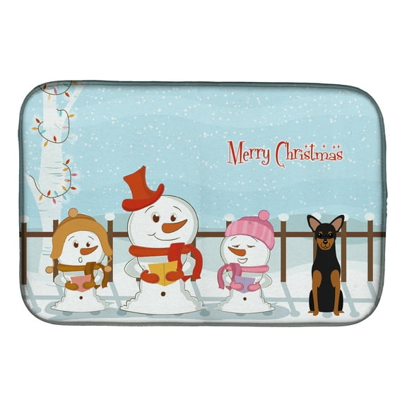 Merry Christmas Carolers Manchester Terrier Dish Drying Mat