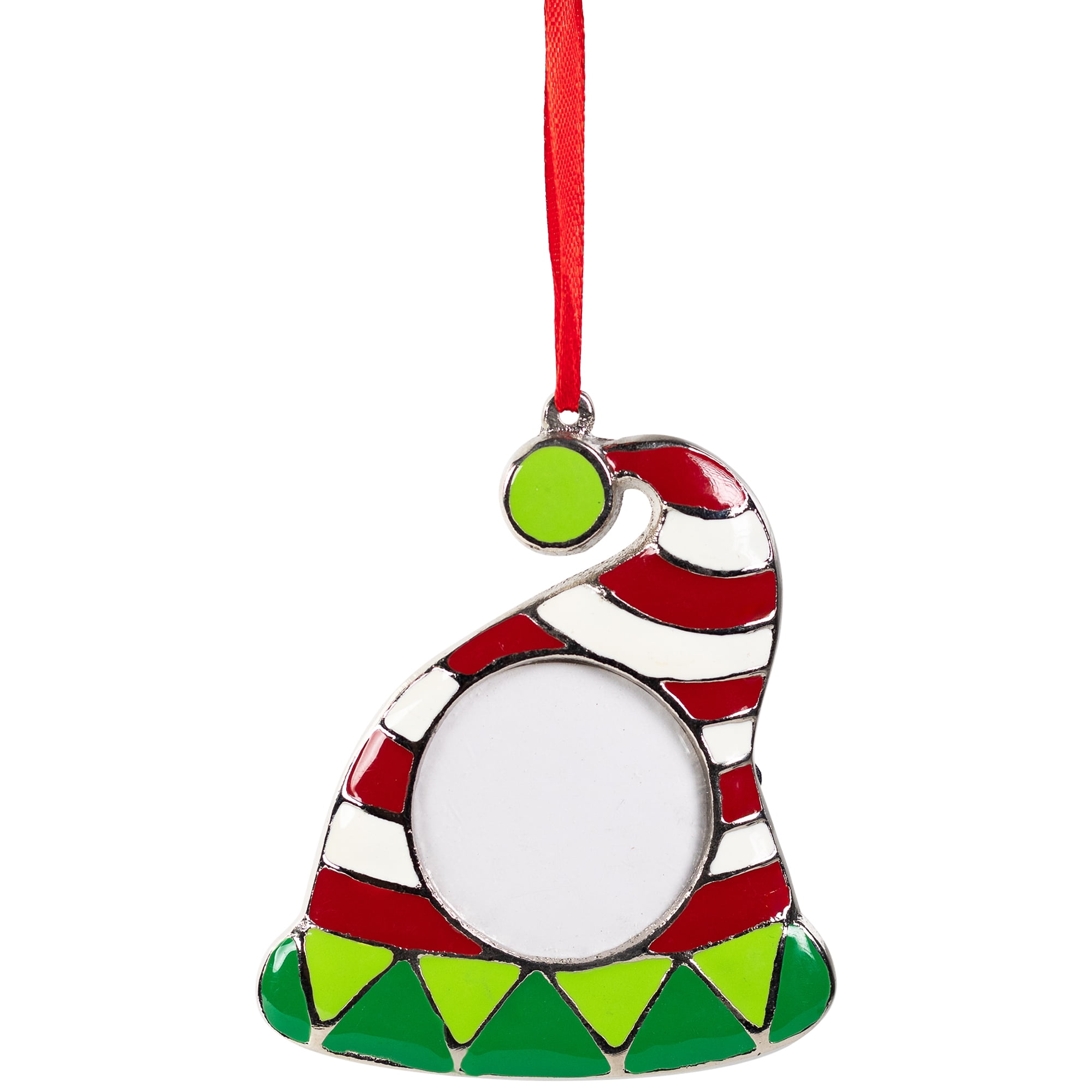 Santa Hat Photo Frame Christmas Ornament - 3.5"