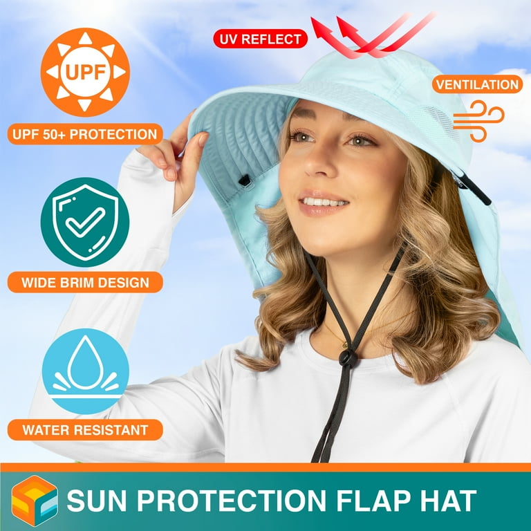 SUN CUBE UPF50+ Wide Brim Sun Hat with Neck Flap for Women  display picture 3