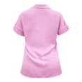 thumbnail image 4 of Shirts for Women Work Tops for WomenSolid Color Linen Short Sleeve Casual Loose Shirt, 4 of 5