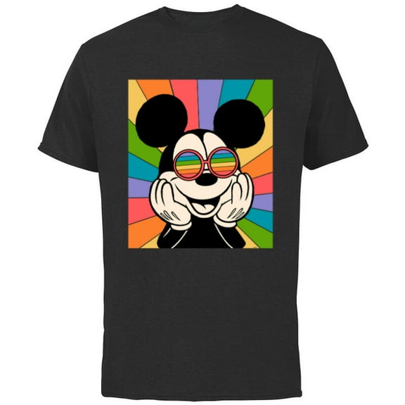 Disney Mickey Mouse Sun Burst Retro - Short Sleeve Cotton T-Shirt for Adults - Customized-Black