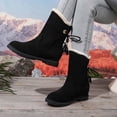 thumbnail image 6 of Wovix Womens Snow Boots Faux Suede Boots Slip-On with Side Pom Round Toe Shoes Chunky Winter Warm Boots Trendy Daily Black 35, 6 of 7