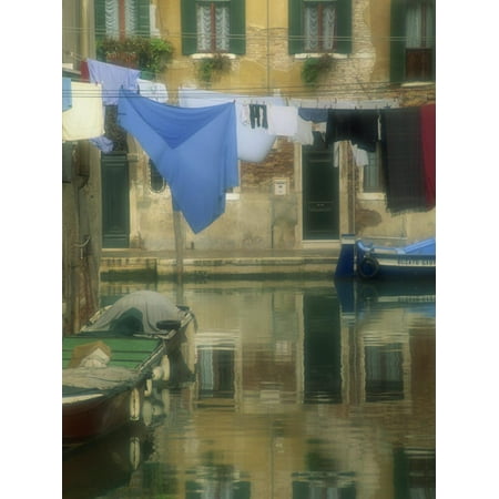 Laundry Hung over Canal to Dry, the Ghetto, Venice, Veneto, Italy, Europe Print Wall Art By Lee