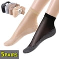thumbnail image 2 of Summer Soft Silk Socks for Women Breathable Bottom Non-Slip Transparent Thin Socks Ladies Sandals Short Sock Nylon Slippers Sock grey One Size, 2 of 6