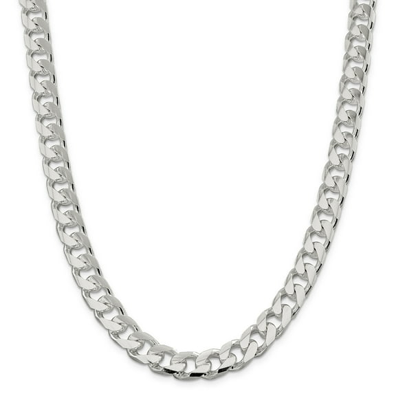 925 Sterling Silver 11mm Domed Curb Chain 24 Inch