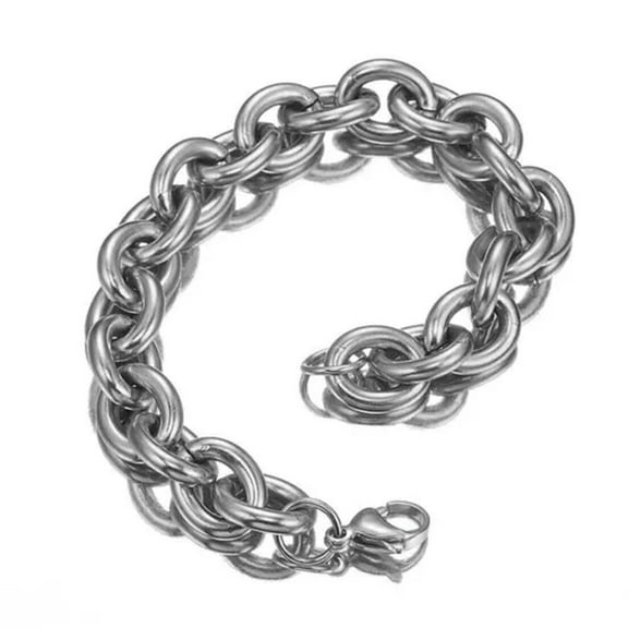 11/13/15mm Mens Round Heavy Rolo Chain Link 316L Stainless Steel Bracelet Bangle
