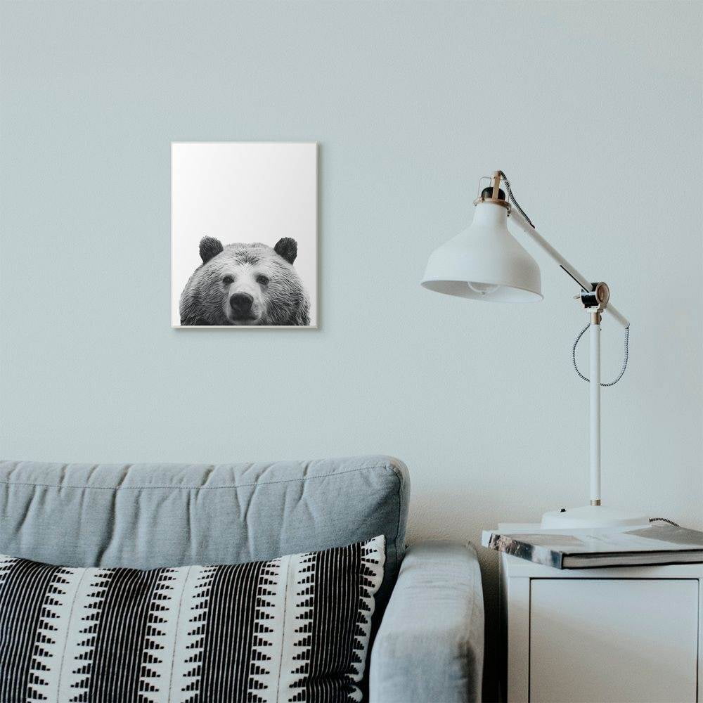 Stupell Industries Black and White Large Bear Head Animal Design Wall Plaque Art by SD Graphics Studio