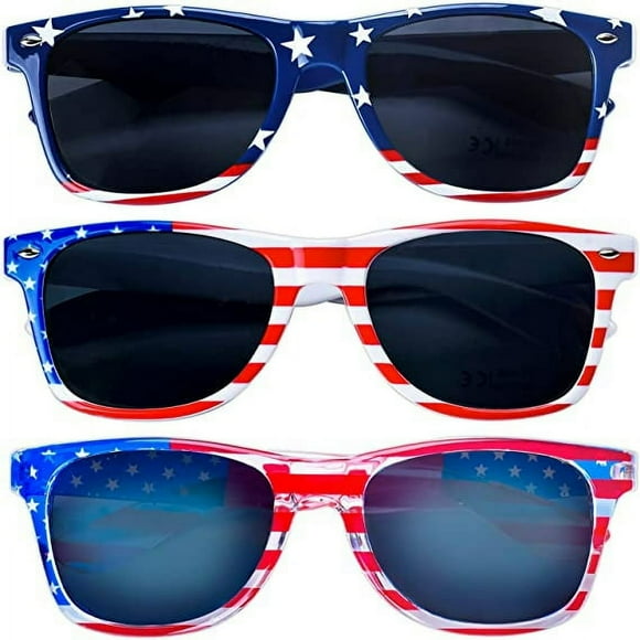 SUTENGDA 3 Pairs American Flag Sunglasses 4th of July Decorations Frame Sunglasses for Women Men Teens Patriotic Party Favors Supplies Independence Day Memorial Day Decorations 4th of J