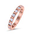 thumbnail image 3 of Rose Tone, Simulated Cubic Zirconia Size-6 Full Eternity Stackable Ring Wedding Band 925 Sterling Silver, 3 of 7
