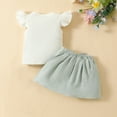thumbnail image 4 of Odeerbi Infant Girls Skirt Outfits Summer Clothes Fashion Cotton Round Neck Ruffle Sleeve Top Bowknot Short Skirt Set Sleeveless Top 2 PCS Set 3 Months-3 Years Green, 4 of 5