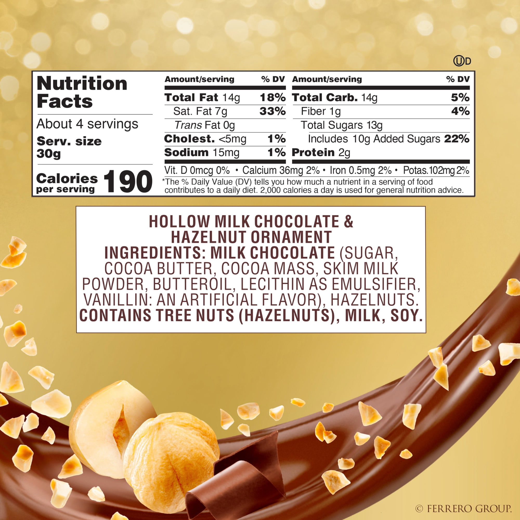 Grand Ferrero Rocher Milk Chocolate, Valentine’s Day Gift, Premium Gifting, 4.4 oz