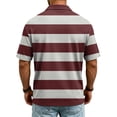 thumbnail image 4 of Havenx Stripes Polo Shirts for Men Short Sleeve Button Down Polo Collared Fast Dry T-Shirts Classic Fit Summer Work Business Wear,Deep Red 2XL, 4 of 6