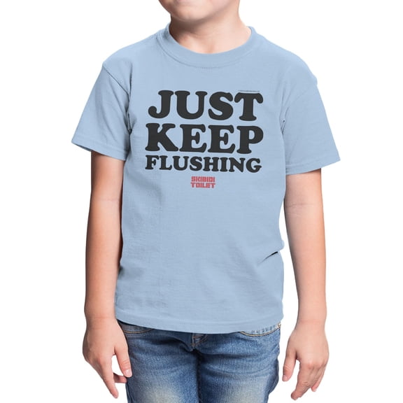 Skibidi Toilet Keep Flushing Little Boys Graphic T-Shirt (Light Blue, XS-XL)
