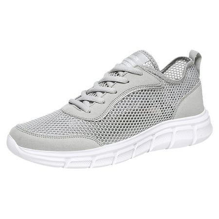 

Sneakers Men Mens Casual Shoes Hollow Out Solid Color Flat Bottom Breathable Shoes Mesh Grey 45