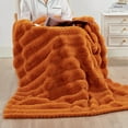 thumbnail image 5 of Home Soft Things Tread Pattern Faux Fur Throw Blanket with Micromink Back, Luxury Soft Cozy Plush Fluffy Fuzzy Reversible Thick Warm Throw Blanket, 50x60 inches, Burnt Orange, 5 of 11