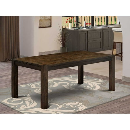 East West Furniture LM7-07-T Amazing Rectangular Modern Dining Table with Distressed Jacobean Color Table Top Surface and Asian Wood Modern Rectangular Dining Table Wooden Legs – Distressed Jacobean