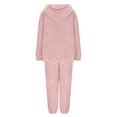 thumbnail image 4 of UAMVSH 2 Piece Fuzzy Fleece Hoodie Outfits for Women Plus Size Warm Hooded Pullover and Pant Plush Pajama Sets Winter Loungewear(XX-LargePink), 4 of 6