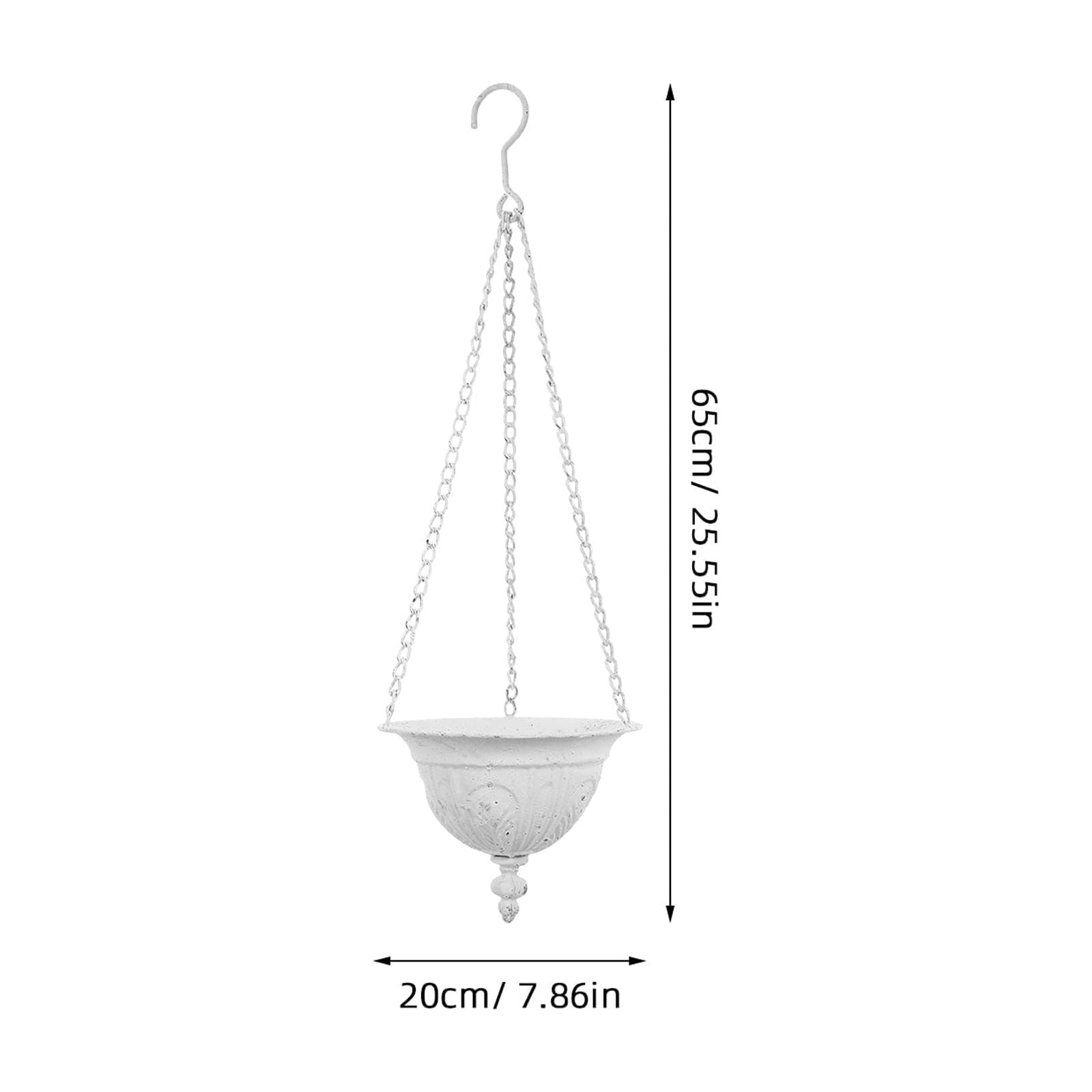 OUNONA White Iron Hanging Planter with Chain, Farmhouse Style Wall Mounted Flower Pot for Indoor Outdoor Decor