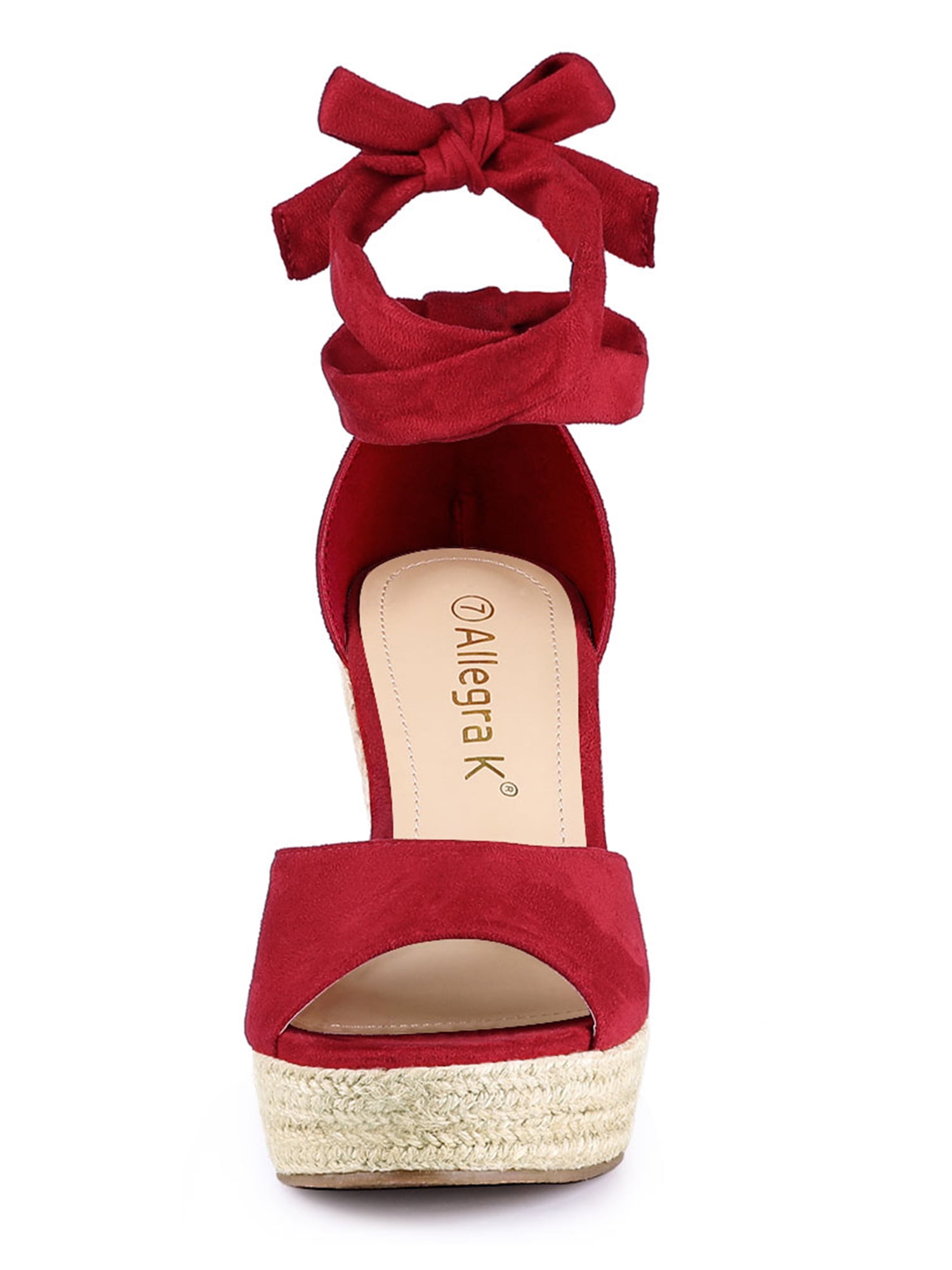 DARING DIVA Women's Espadrilles Tie Up Ankle Strap Wedges Sandals Red 9