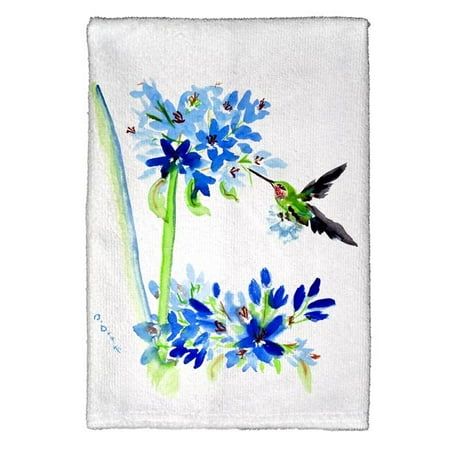

Betsy Drake 16 x 25 in. Hummingbird & Blue Flower Kitchen Towel