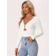 thumbnail image 2 of Blusa Corta Sexy Allegra K de Mangas Largas con cuello En V y Anillo Calado blanco XS, 2 of 6