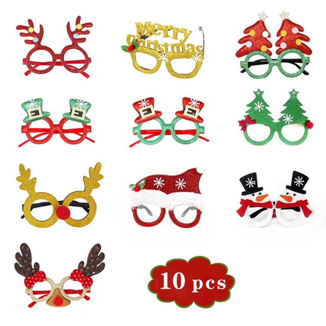 Gafas de Navidad CUTICAT Accesorios para fotografía Sombreros de Santa 10 piezas