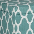 thumbnail image 4 of Benjara Quatrefoil Print Fabric Upholstered Wooden Bench With Hinged Storage, Large, Teal Blue and Cream, 4 of 4
