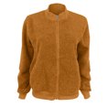 thumbnail image 5 of Women's Fashion Warm Shearling Zip Up Solid Jacket Khaki Yellow M, 5 of 7