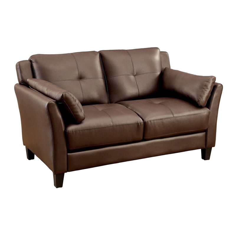 Furniture of America Tonia Contemporary Faux Leather Tufted Loveseat in