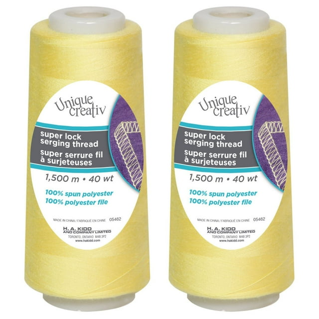 UNIQUE CREATIV TRULOCK Serging Thread — 100% Polyester, 40 wt, 1500 m Cone for Overlock Machines