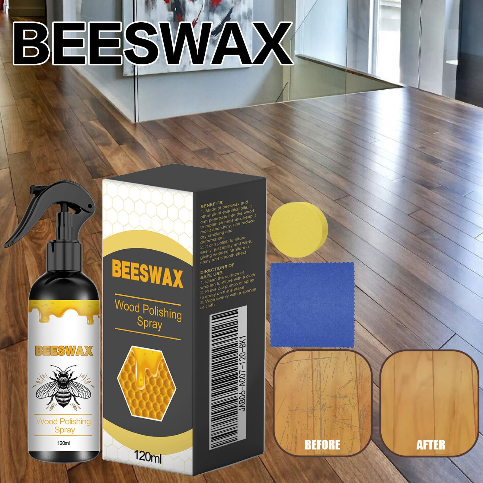 Teissuly Clearance 120ml Natural-Molecularized Beeswax Spray Furniture Floor Care Polishing Waterproofing Scratch Resistance Refurbishment And Care Wax Best Gift