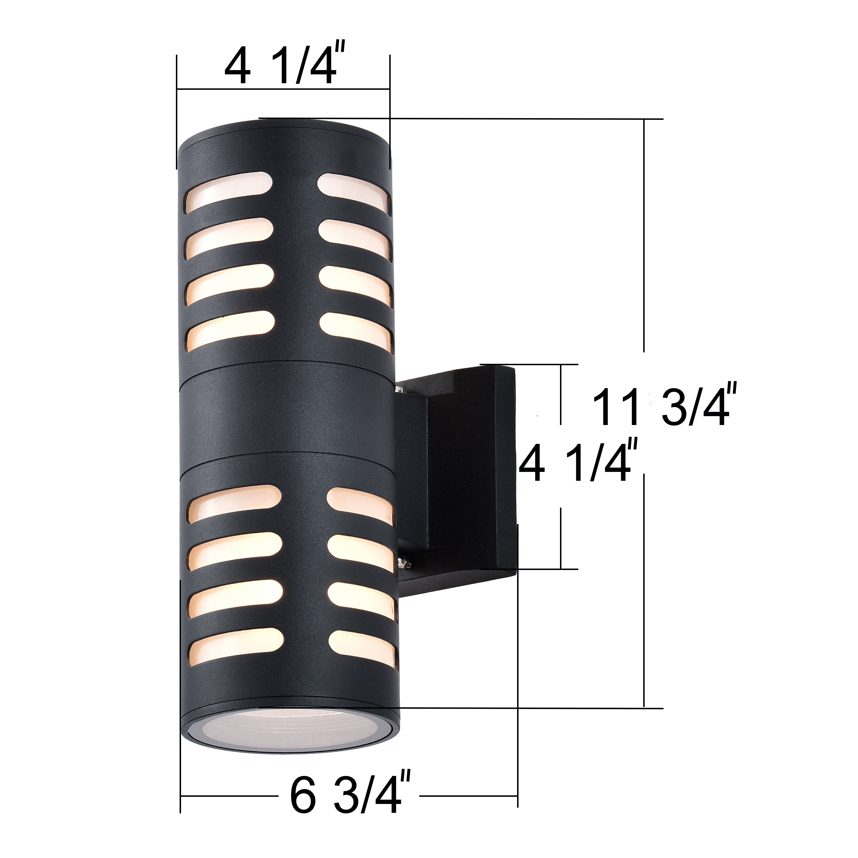 C Cattleya 2-Light Matte Black Dusk to Dawn Cylinder Outdoor Wall Light Sconce