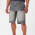 thumbnail image 2 of DeHolifer Denim Shorts for Men Solid Color Elastic Waisted Zipper Straight Leg Summer Comfy Jeans Shorts Gray L, 2 of 6