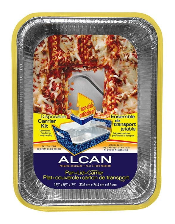 Alcan® Lasagna Pan Carrier w/Lid Aluminum Foil Pan, 13"x10"x3" 1-pack
