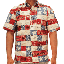 Patriotic Hawaiian Shirt American Flag Inspired Stars and Stripes Freedom USA