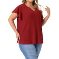 thumbnail image 2 of DARING DIVA Women's Plus Tops V Neck Ruffle T Shirt Blouses 2X Red, 2 of 6