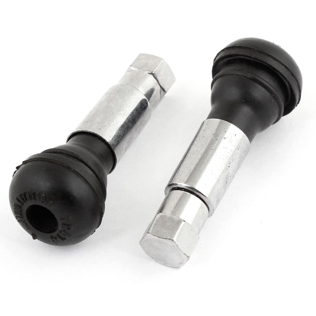 2 Pcs Silver Tone Black In Motorcycle Wheel Tire Tubeless Valves 