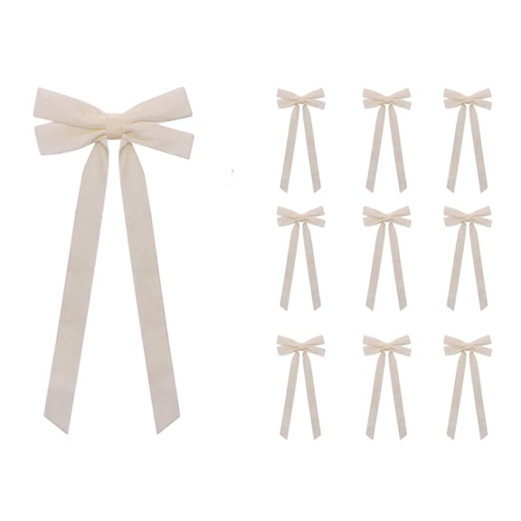 White Velvet Bows with Long Tails, 10-Pack 12.4 Inch, for Christmas Tree and Wreath Decorations