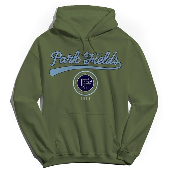 Park Fields Park Field Heritage Athletics Graphic Military Green Men's Cotton Pullover Hoodie